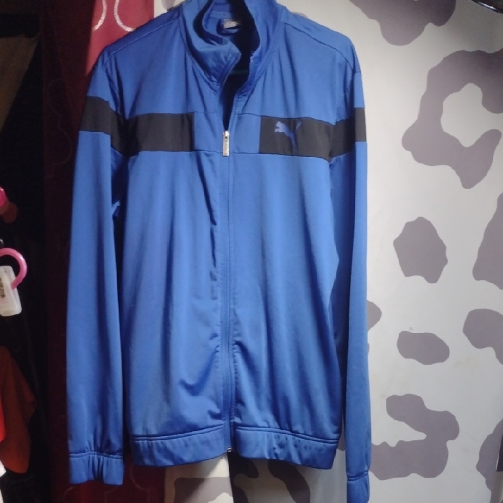 Puma Men's Blue and Black Windbreaker Jacket